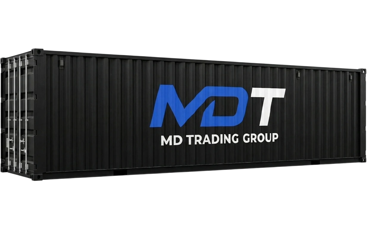 Contenedor marítimo de 40 pies con la marca MD Trading Group